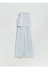 Reserved - Kombinezon z ażurowym topem - jasnoniebieski. Kolor: niebieski. Materiał: materiał. Wzór: ażurowy #1