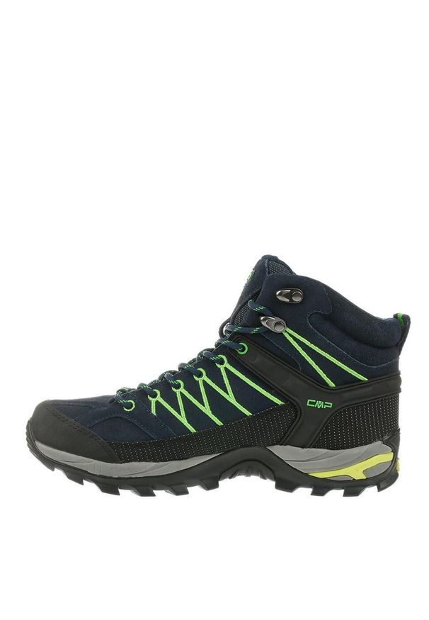 Buty trekkingowe męskie CMP Rigel Mid Trekking. Wysokość cholewki: za kostkę. Zapięcie: sznurówki. Kolor: wielokolorowy, niebieski, czarny. Materiał: zamsz, materiał, skóra. Szerokość cholewki: normalna. Sport: turystyka piesza
