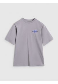 4f - 4F T-shirt oversize z nadrukiem dziewczęcy - szary 152 (11-12 lat). Kolor: szary. Wzór: nadruk. Sezon: lato