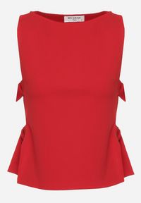 Born2be - Czerwona Bluzka z Wiskozą i Wiązaniem po Bokach Savienne. Okazja: na co dzień. Kolor: czerwony. Materiał: wiskoza. Styl: casual #5
