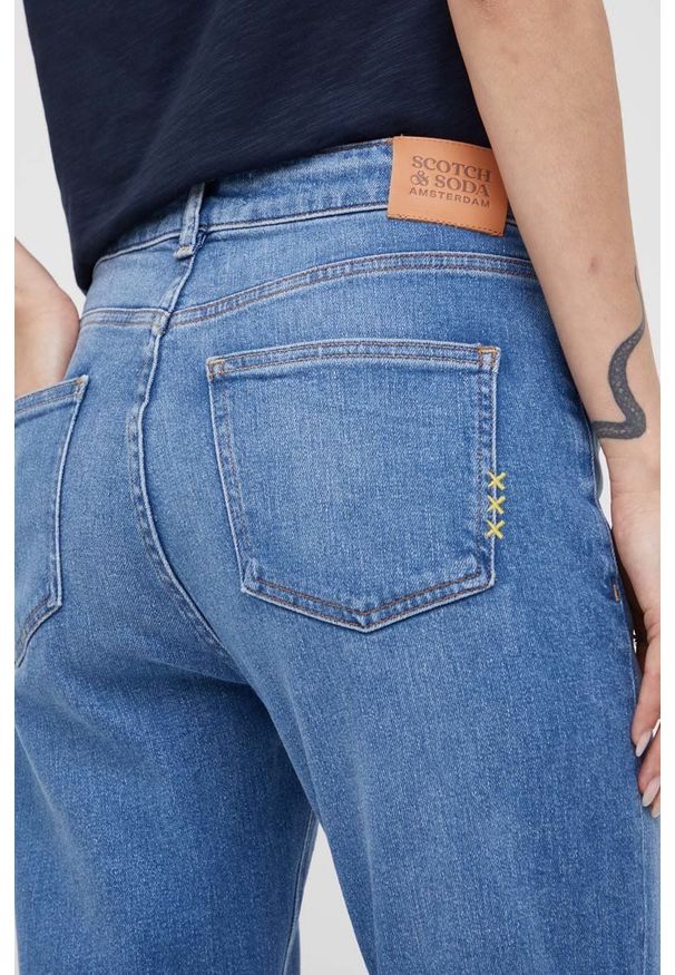 Scotch & Soda jeansy damskie high waist. Stan: podwyższony. Kolor: niebieski