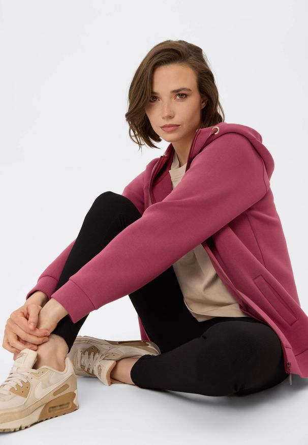 Volcano - Bluza z kapturem B-CAMBEL. Okazja: na co dzień. Typ kołnierza: kaptur. Kolor: różowy. Materiał: materiał, wiskoza. Wzór: gładki. Styl: casual