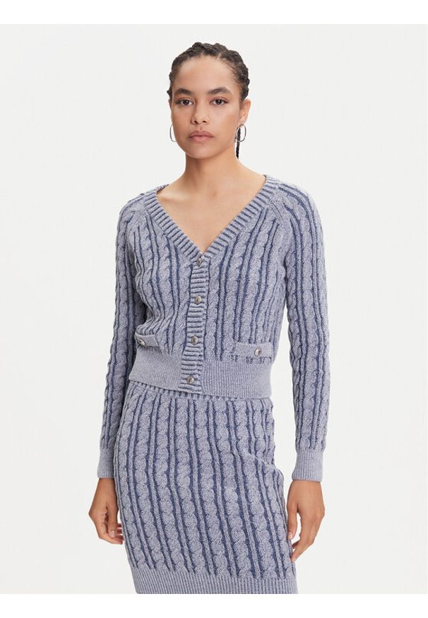 Guess Kardigan W5YR15 Z3OU0 Niebieski Regular Fit. Kolor: niebieski. Materiał: bawełna