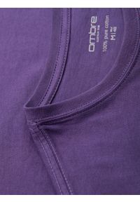 Ombre Clothing - Męski klasyczny bawełniany T-shirt BASIC - fioletowy V13. Okazja: na co dzień. Kolor: fioletowy. Materiał: bawełna. Styl: klasyczny #6