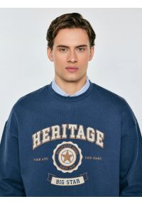 Big-Star - Bluza męska z nadrukiem niebieska Leonar 402. Okazja: na co dzień, do pracy. Kolor: niebieski. Materiał: dzianina, jeans, materiał. Wzór: nadruk. Styl: casual, klasyczny #2