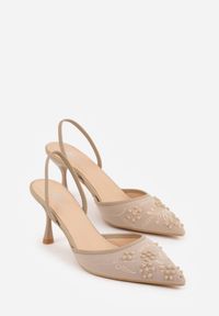 Born2be - Ciemnobeżowe Sandały na Szpilce Ozdobione Koralikami i Haftem Iphorise. Okazja: na co dzień. Kolor: beżowy. Wzór: aplikacja, haft. Obcas: na szpilce. Styl: casual, elegancki, klasyczny, wizytowy #4