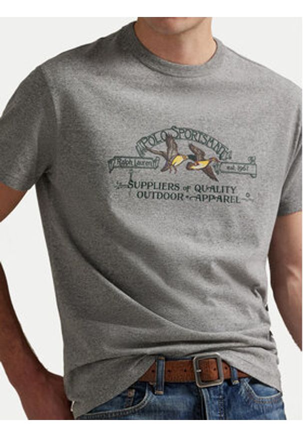 Polo Ralph Lauren T-Shirt 710981142002 Szary Classic Fit. Typ kołnierza: polo. Kolor: szary. Materiał: bawełna