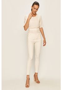 Vila - Jeansy Sansi. Kolor: biały. Materiał: jeans. Wzór: haft #2