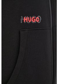 Hugo - HUGO bluza bawełniana 50468248 męska kolor czarny z kapturem z nadrukiem. Okazja: na co dzień. Typ kołnierza: kaptur. Kolor: czarny. Materiał: bawełna. Wzór: nadruk. Styl: casual #4