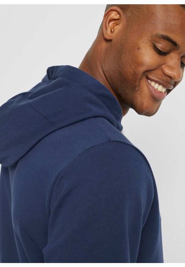 bonprix - Bluza z kapturem, krótki rękaw. Typ kołnierza: kaptur. Kolor: niebieski. Materiał: dresówka. Długość rękawa: krótki rękaw. Długość: krótkie