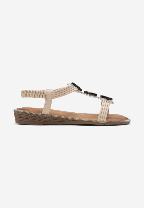 Born2be - Beżowe Sandały Boho z Ozdobnymi Kryształkami Usuime. Okazja: na co dzień, na spacer. Kolor: beżowy. Sezon: lato. Obcas: na obcasie. Styl: boho. Wysokość obcasa: niski