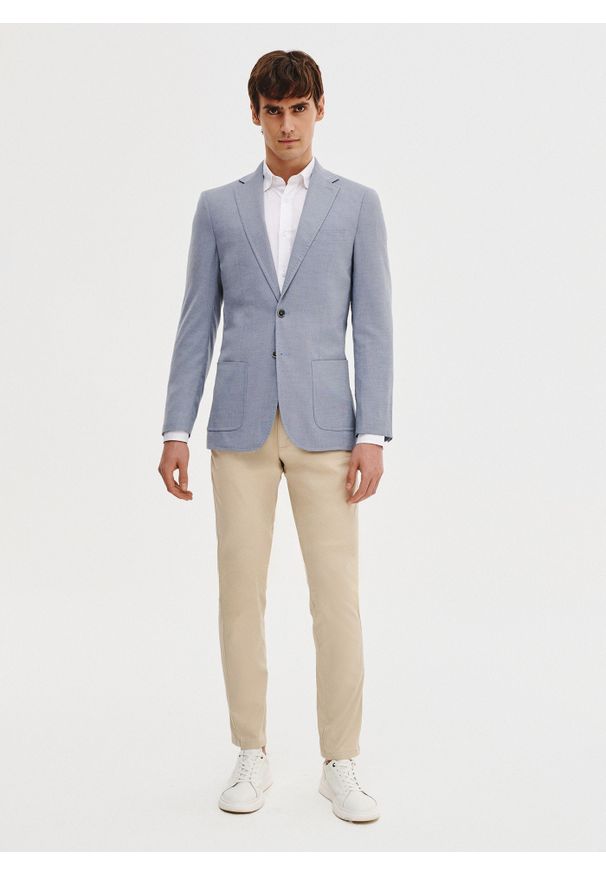 Pako Lorente - PAKO LORENTE – Niebieska marynarka męska. Kolor: niebieski. Materiał: poliester, wiskoza, elastan. Wzór: gładki. Sezon: wiosna