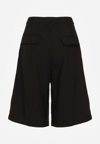 Renee - Czarne Szorty o Garniturowym Kroju High Waist z Dodatkiem Wiskozy Mavvia. Okazja: na co dzień. Stan: podwyższony. Kolor: czarny. Materiał: wiskoza. Sezon: lato. Styl: elegancki, klasyczny, casual #7