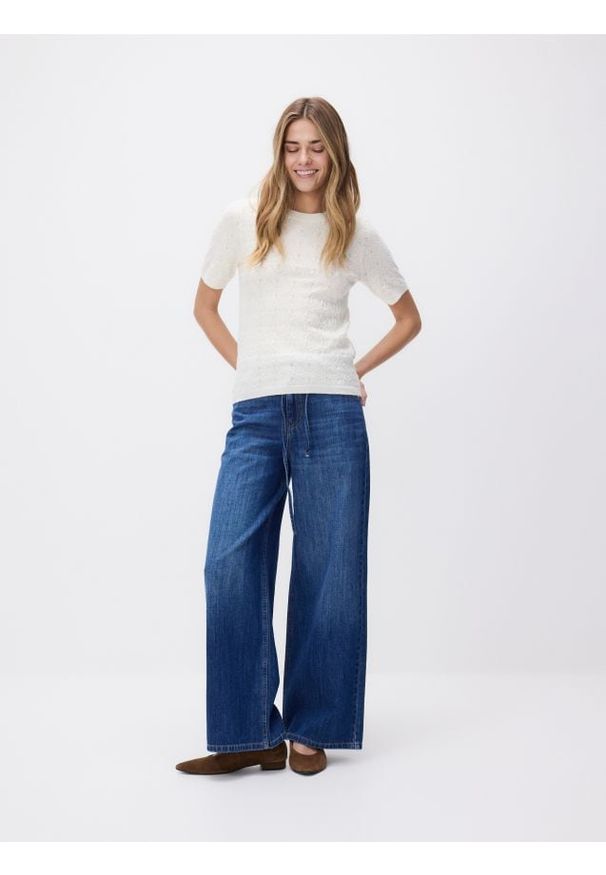 Reserved - Strukturalny sweter z wiskozą - złamana biel. Materiał: wiskoza