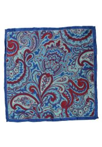 Niebieska Jedwabna Męska Poszetka -EM Men's Accessories- Paisley, Wzór Orientalny. Kolor: niebieski. Materiał: jedwab. Wzór: paisley #2