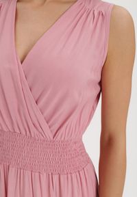 Born2be - Różowa Sukienka Clymiolea. Kolor: różowy. Materiał: wiskoza, tkanina. Długość rękawa: na ramiączkach. Wzór: jednolity. Typ sukienki: kopertowe. Styl: elegancki. Długość: maxi #3