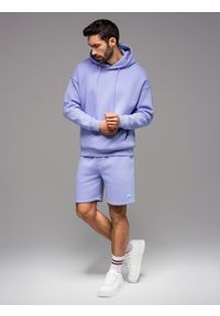 Ombre Clothing - Komplet dresowy UNISEX bluza z kapturem + szorty w stylu athleisure – lawendowe V9 - Rozmiar: XS/S. Typ kołnierza: kaptur. Kolor: fioletowy. Materiał: dresówka. Długość: krótkie. Wzór: aplikacja. Styl: sportowy, elegancki #7