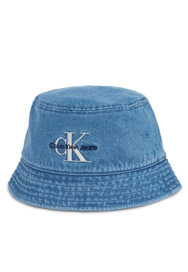 Calvin Klein Kapelusz Mono Logo Denim Bucket Hat LV04G5021G Niebieski. Kolor: niebieski. Materiał: bawełna, materiał