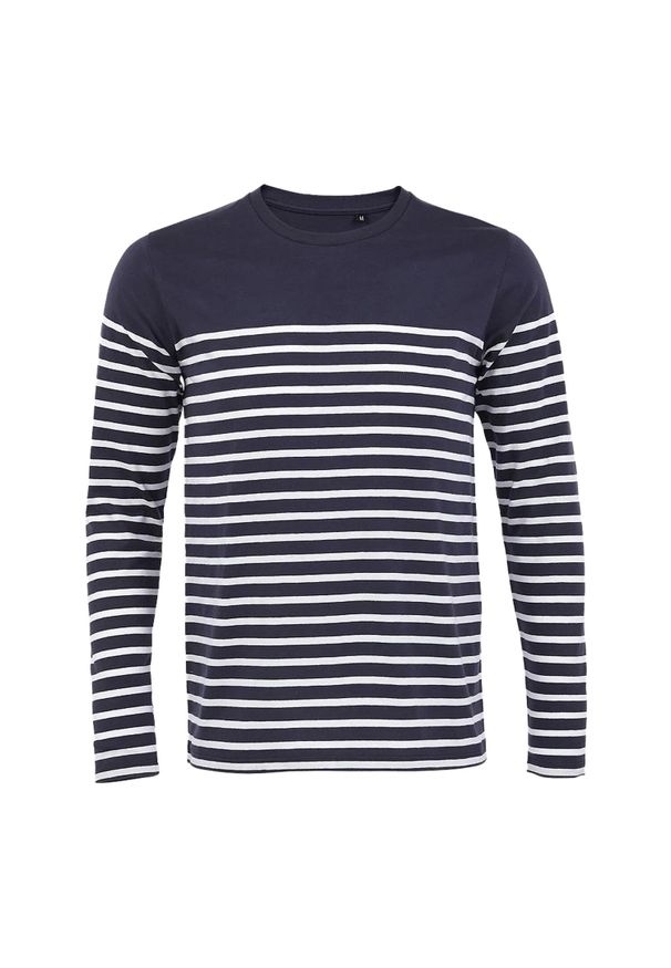 SOL'S - Męska Koszulka Z Długim Rękawem Matelot W Paski. Kolor: niebieski, wielokolorowy, biały. Długość rękawa: długi rękaw. Długość: długie. Wzór: paski. Sport: turystyka piesza