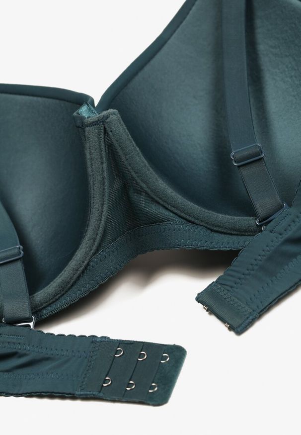 Born2be - Zielony Biustonosz Typu Full-Cup z Regulowanymi Ramiączkami Kandras. Kolor: zielony. Materiał: jeans