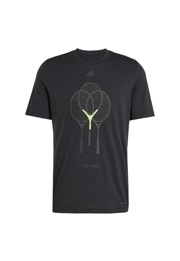 Adidas - Koszulka Tennis 3 Rackets Graphic. Kolor: czarny. Technologia: ClimaCool (Adidas). Sport: tenis
