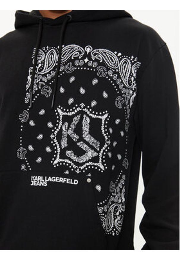 Karl Lagerfeld Jeans Bluza 245D1805 Czarny Regular Fit. Kolor: czarny. Materiał: bawełna