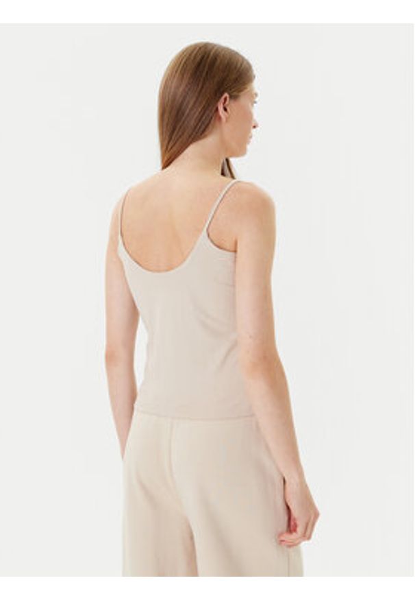 Guess Top V5GP22 J1314 Beżowy Slim Fit. Kolor: beżowy. Materiał: bawełna