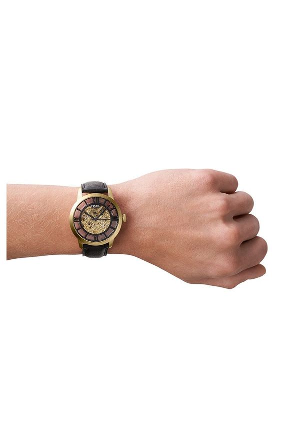 Fossil Zegarek ME3210 męski. Kolor: złoty. Materiał: skóra, materiał