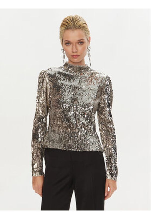 Bruuns Bazaar Bluzka Aniqa BBW4155 Srebrny Regular Fit. Kolor: srebrny. Materiał: syntetyk