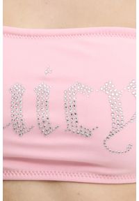 Juicy Couture - JUICY COUTURE Różowy strój kąpielowy Bandeau Bikini Set, Rozmiar L. Kolor: różowy. Materiał: materiał, nylon, elastan #4