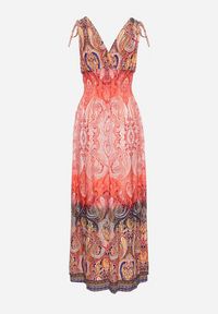 Born2be - Pomarańczowa Sukienka Boho na Lato ze Sznurkami na Ramionach i Gumką w Talii Aharleta. Kolor: pomarańczowy. Sezon: lato. Styl: boho #5
