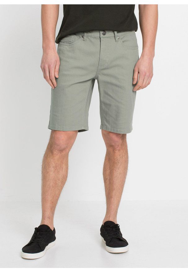 bonprix - Bermudy ze stretchem, regular fit (2-pak). Kolor: beżowy