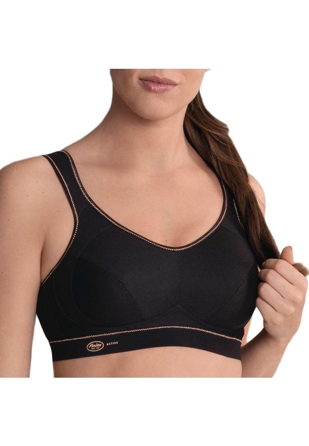 ANITA ACTIVE - Stanik do biegania Extreme control z wysoki poziomem podtrzymywania. Kolor: czarny, żółty, wielokolorowy. Materiał: bawełna, poliester, poliamid, elastan. Sport: fitness