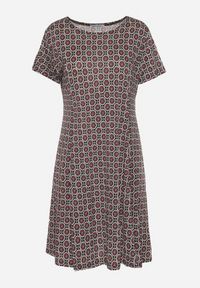 Born2be - Czarno-Bordowa Wiskozowa Sukienka w Mozaikowy Wzór o Rozkloszowanym Kroju Faellina. Kolor: czarny. Materiał: wiskoza. Sezon: lato #3