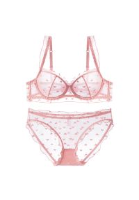 Intica - Komplet bielizny z delikatnym prześwitem i regulowanymi ramiączkami Patrinia. Kolor: różowy. Materiał: materiał