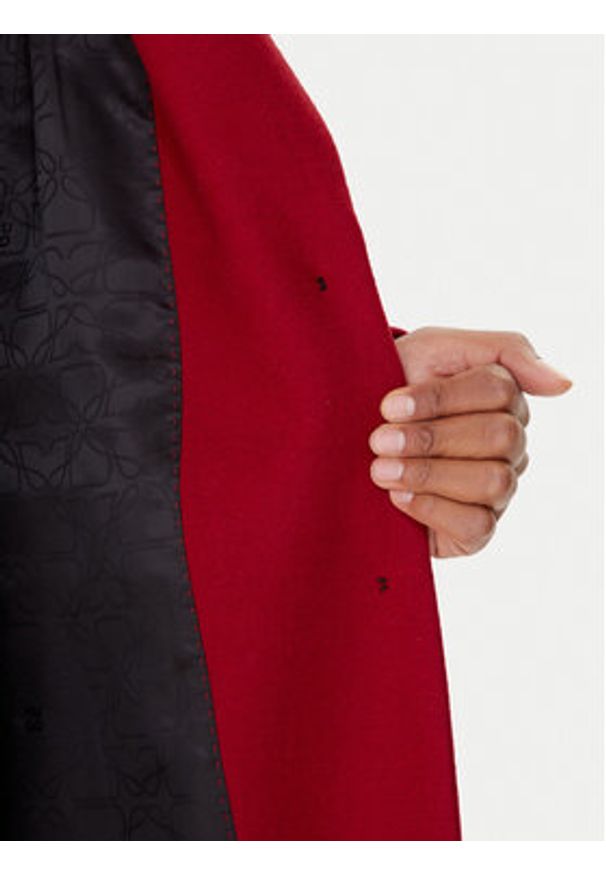 Hugo - HUGO Płaszcz wełniany Mojeni 50547691 Czerwony Relaxed Fit. Kolor: czerwony. Materiał: wełna
