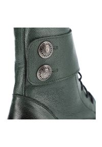 Zielone Botki Lemar Skórzane Ocieplane Buty Damskie. Zapięcie: pasek. Kolor: zielony. Materiał: skóra. Styl: elegancki #7
