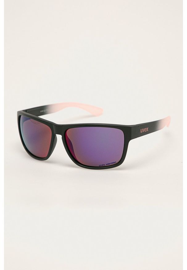 Uvex Okulary przeciwsłoneczne damskie kolor czarny. Kształt: prostokątne. Kolor: czarny