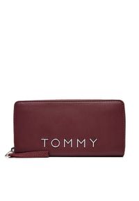 Tommy Jeans Duży Portfel Damski AW0AW16485 Bordowy. Kolor: czerwony. Materiał: skóra