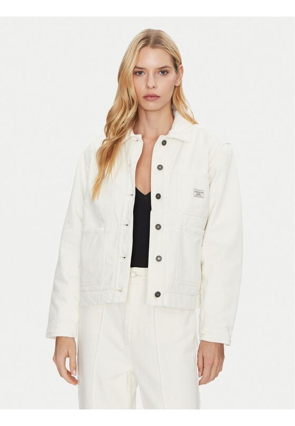 Guess Jeans Kurtka jeansowa W4BN65 D5J31 Biały Regular Fit. Kolor: biały. Materiał: bawełna