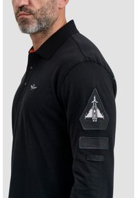 Aeronautica Militare - AERONAUTICA MILITARE Czarny longsleeve polo męski Eurofighter Typhoon, Rozmiar 3XL. Typ kołnierza: polo. Kolor: czarny. Materiał: bawełna. Długość rękawa: długi rękaw #3