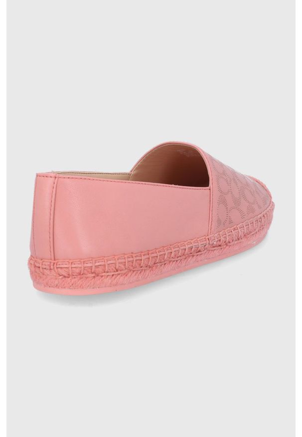 Coach espadryle skórzane Carley Leather. Nosek buta: okrągły. Kolor: różowy. Materiał: skóra