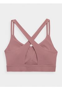 4f - Biustonosz do jogi z niskim wsparciem damski. Kolor: różowy. Materiał: materiał, elastan. Rodzaj stanika: wyciągane miseczki. Sport: joga i pilates #2