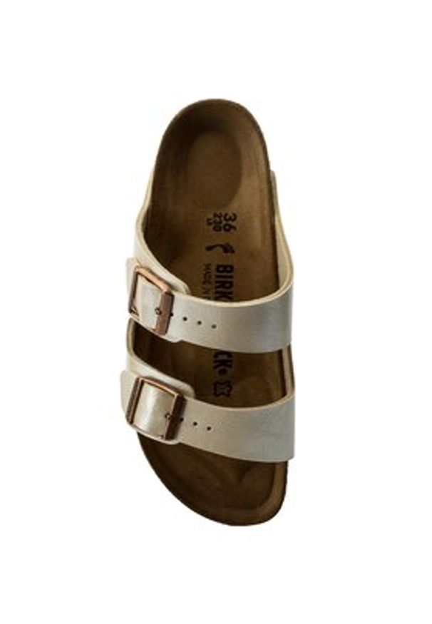 Birkenstock Klapki Arizona Birko-Flor 1009921 Złoty. Kolor: złoty. Materiał: skóra