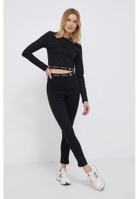 Calvin Klein Jeans Legginsy damskie kolor czarny gładkie. Stan: podwyższony. Kolor: czarny. Materiał: materiał, dzianina, wiskoza. Wzór: gładki #4