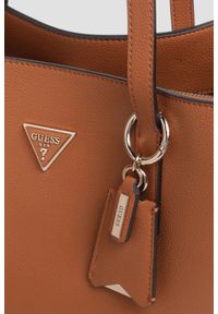 Guess - GUESS Brązowa shopperka damska Meridian. Kolor: brązowy. Materiał: skórzane #4