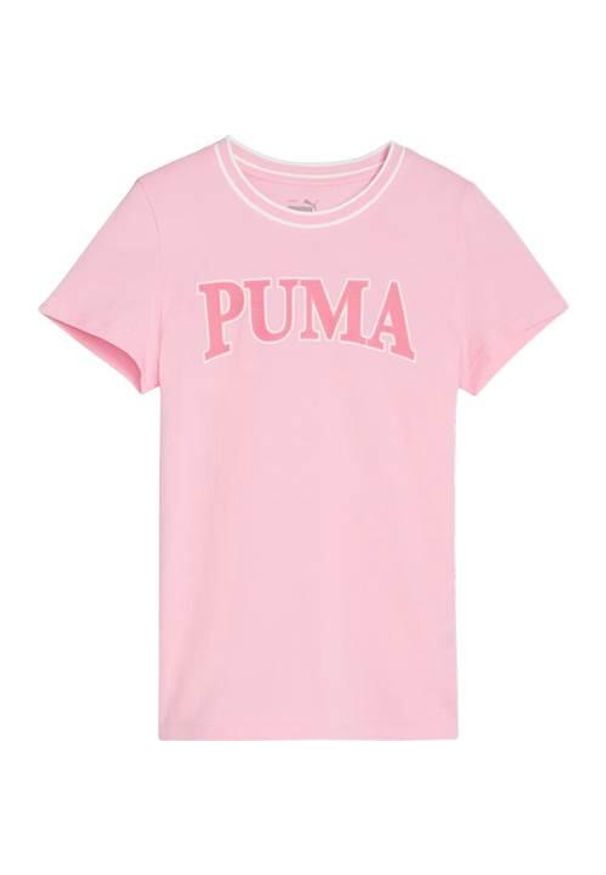 Koszulka treningowa dziewczęca Puma Squad. Kolor: różowy. Materiał: bawełna. Długość rękawa: krótki rękaw. Długość: krótkie
