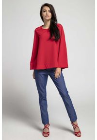 Nommo - Czerwona Bluzka Oversize Zapinana na Plecach. Kolor: czerwony. Materiał: poliester, wiskoza #1