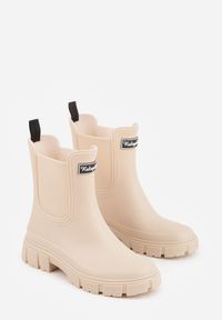 Born2be - Beżowe Kalosze o Fasonie Sztybletów z Antypoślizgową Podeszwą Uemaeno. Okazja: na co dzień. Kolor: beżowy. Materiał: jeans. Styl: casual, klasyczny #8