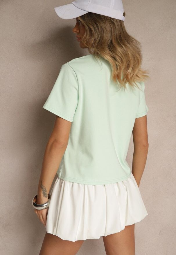 Renee - Zielony Klasyczny T-shirt z Grubszej Bawełny Tiavone. Okazja: na co dzień. Kolor: zielony. Materiał: bawełna. Styl: klasyczny
